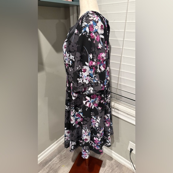 Torrid Black Floral Georgette Flutter Sleeve‎ Mini Dress - Picture 4 of 8